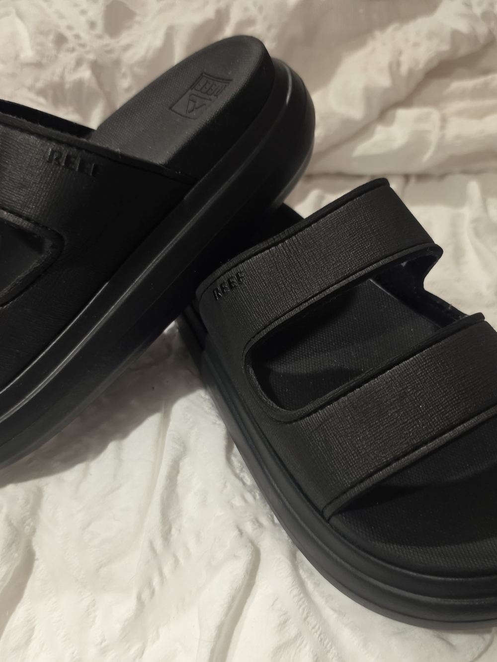 Reef Women's Black Double-Strap Slide Sandals